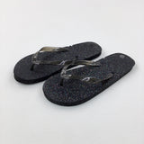 Glittery Black Flip Flops - Girls - Shoe Size 4-5