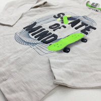 **NEW** 'Skate Of Mind' Skateboard Cream Long Sleeve Top - Boys 6-7 Years