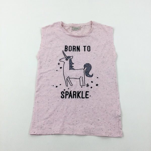 'Born To Sparkle' Unicorn Sequinned Pink T-Shirt - Girls 7-8 Years