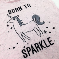 'Born To Sparkle' Unicorn Sequinned Pink T-Shirt - Girls 7-8 Years