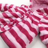 Pink Striped Fleece Duffle Coat - Girls 0-3 Months