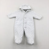 Quilted White Pramsuit - Girls 0-3 Months