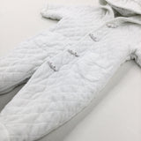 Quilted White Pramsuit - Girls 0-3 Months