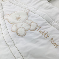 'Teddy Toes' Appliqued Cream Winter Pramsuit - Boys 3-6 Months