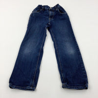 Dark Blue Denim Jeans With Adjustable Waist - Girls 6-7 Years