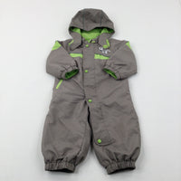 Zebra Beige & Lime Green Lightweight Pramsuit - Boys 3-6- Months