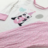 'I am 3' Panda & Balloons White & Pink Pyjamas - Girls 3-4 Years
