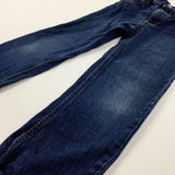 Dark Blue Denim Jeans With Adjustable Waist - Girls 6-7 Years