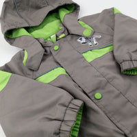 Zebra Beige & Lime Green Lightweight Pramsuit - Boys 3-6- Months