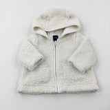 White Fluffy Hooded Jacket - Boys 3-6 Months