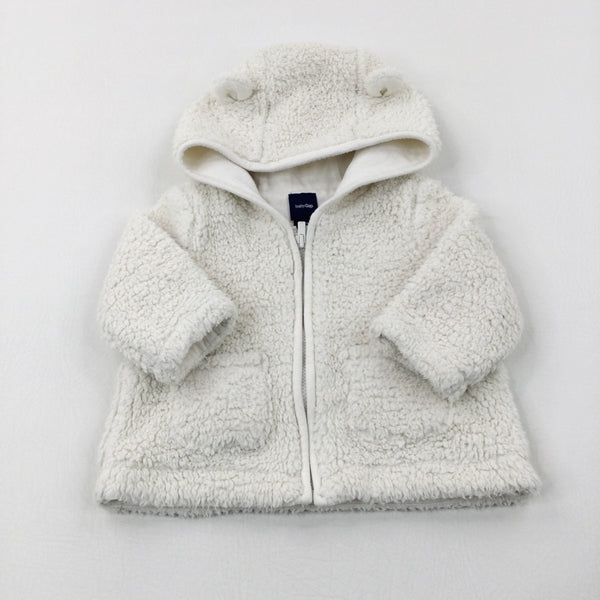 White Fluffy Hooded Jacket Boys 3 6 Months Katie s Kids Clothes