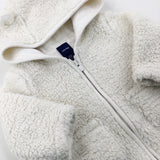 White Fluffy Hooded Jacket - Boys 3-6 Months