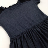 Navy Lace Shoulders Jersey Dress - Girls 6-7 Years