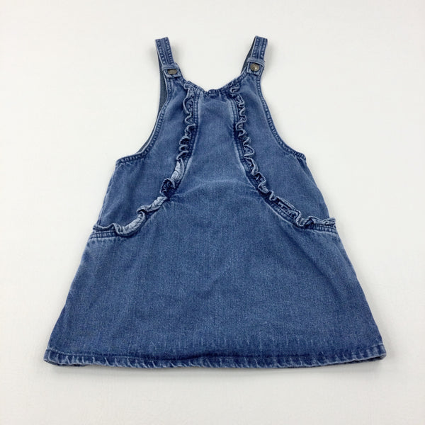 Mid Blue Denim Dungaree Dress - Girls 6-7 Years