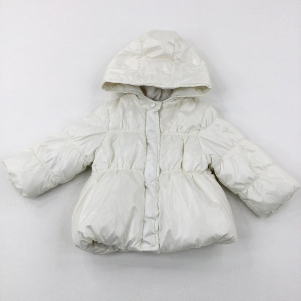 White Padded Lightweight Coat - Girls 3-6 Months