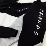 'Friends' Black & Grey Cropped Hoodie & Joggers Set - Girls 6-7 Years