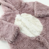 Pink Fluffy Hooded Pramsuit - Girls 3-6 Months