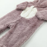 Pink Fluffy Hooded Pramsuit - Girls 3-6 Months