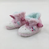 Unicorns Fluffy Pink Slippers - Girls - Shoe Size 6