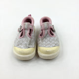 Flowers Glittery Pink Canvas Shoes - Girls - Shoe Size 4.5