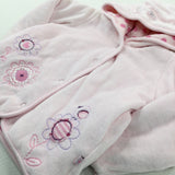 Flowers Embroidered Pale Pink Jacket - Girls 3-6 Months