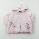 Flowers Embroidered Pale Pink Jacket - Girls 3-6 Months