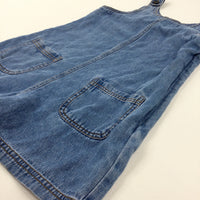 Mid Blue Denim Dungaree Dress - Girls 6-7 Years