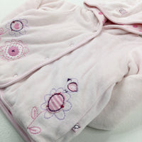 Flowers Embroidered Pale Pink Jacket - Girls 3-6 Months