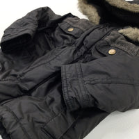 Black Fleece Lined Coat - Boys 6-9 Months