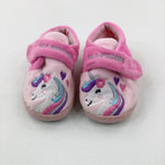 'Be A Unicorn' Unicorns Embroidered Pink Slippers - Girls - Shoe Size 5