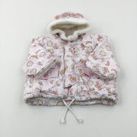 Babies & Birds Pink Striped Coat - Girls 6-9 Months