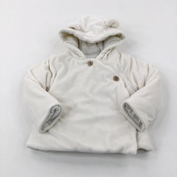 White Velour Coat - Boys 9-12 Months