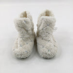 Sequinned Fluffy Cream Slippers - Girls - Shoe Size 9