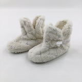 Sequinned Fluffy Cream Slippers - Girls - Shoe Size 9