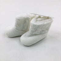 **NEW** White Knitted Baby Boots - Girls - Shoe Size 1