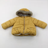 Mustard Yellow Padded Fleece Lined Winter Coat - Boys 12-18 Months