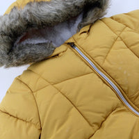 Mustard Yellow Padded Fleece Lined Winter Coat - Boys 12-18 Months