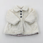 White Fluffy Coat - Girls 12-18 Months