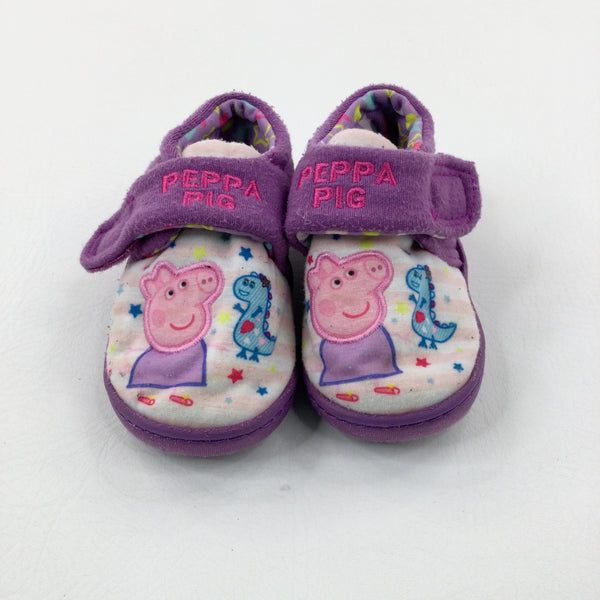 'Peppa Pig' Appliqued Purple Slippers - Girls - Shoe Size 5