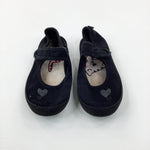 Heart Embroidered Black Plimsolls - Girls - Shoe Size 11