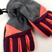 Pink & Purple Winter Gloves - Girls 7-8 Years