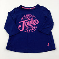 'In A Field Of Its Own' Navy 3/4 Sleeve Top - Girls 7-8 Years