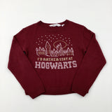 'Hogwarts' Stars Burgundy Knitted Jumper - Boys 8-9 Years