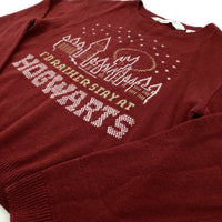 'Hogwarts' Stars Burgundy Knitted Jumper - Boys 8-9 Years