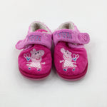 'Peppa' Peppa Pig Appliqued Pink Slippers - Girls - Shoe Size 6