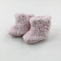 Bows Pink Fluffy Baby Shoes - Girls - Shoe Size 2