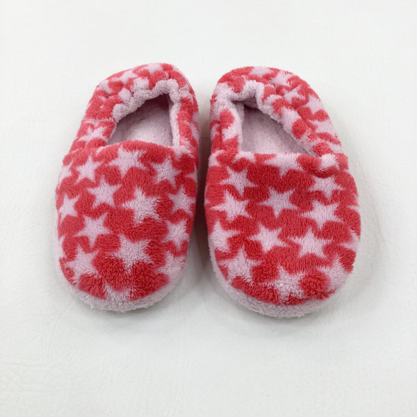 Stars Pink Fluffy Slippers - Girls - Shoe Size 12