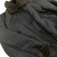 Black Suede Effect Fleece Lined Aviator Jacket - Boys 6-7 Years