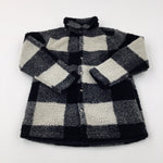 Black & White Checked Fleece Jacket - Boys 6-7 Years