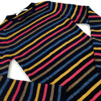 Sparkly Colourful Striped Navy Knitted Dress - Girls 8-9 Years